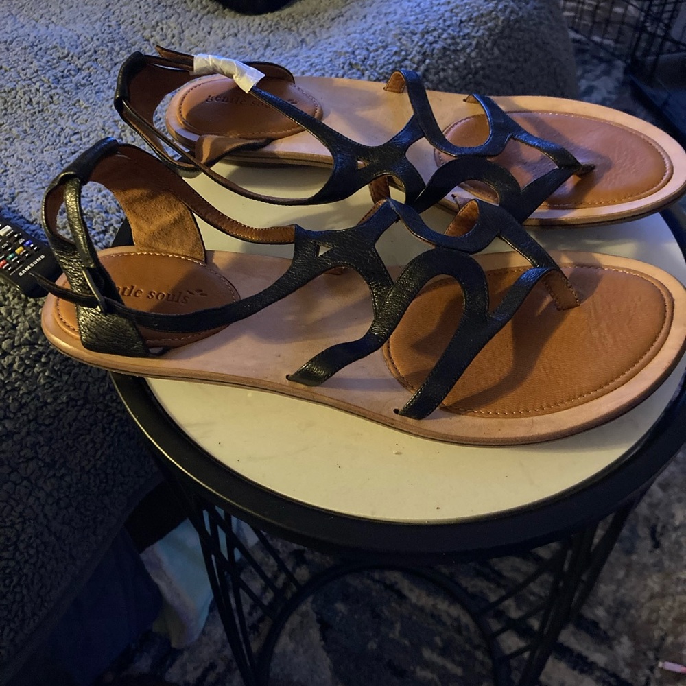 Gentle Souls Black Strappy Sandals